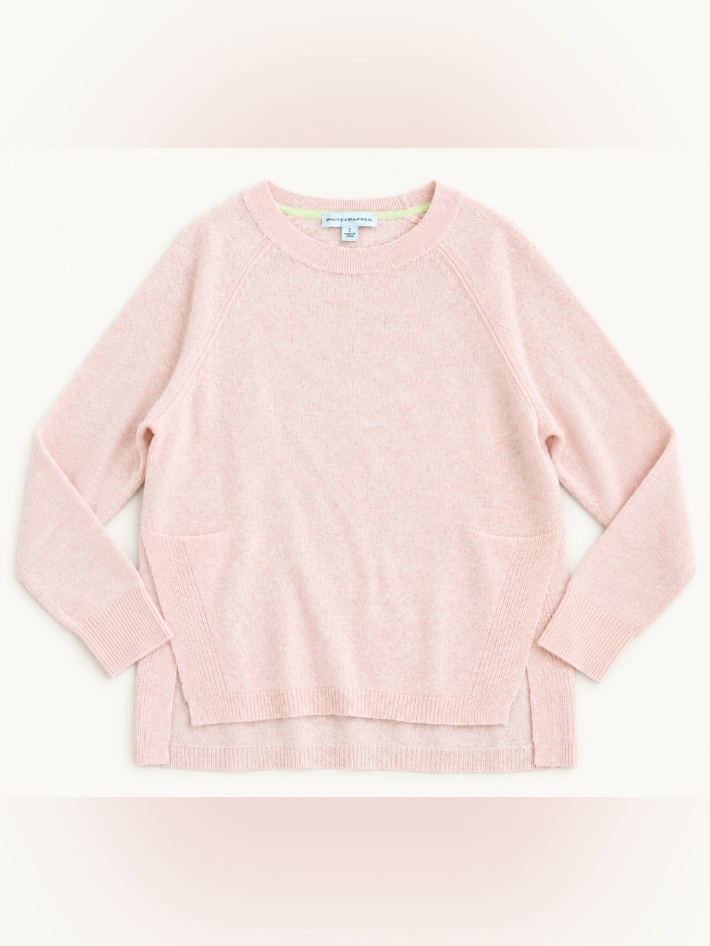 White + Warren 100% Cashmere Light Orange Peach Crewneck Sweater S